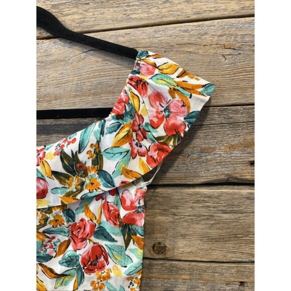 Forever 21 Women's White Floral Print Off Shoulder Mini Dress Size Small - Picture 4 of 8